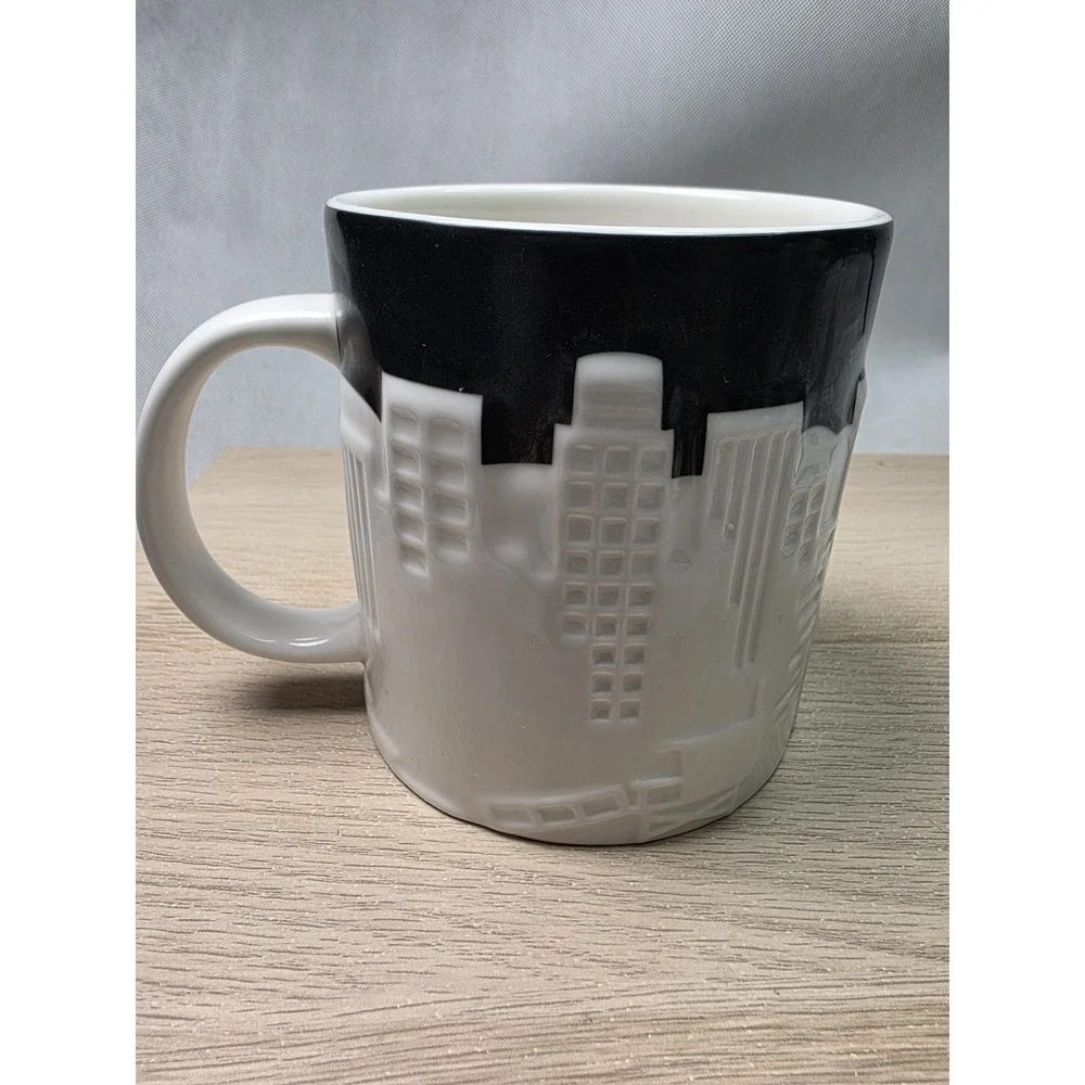 Starbucks Los Angeles 3D Black White Skyline Relief Coffee Tea Mug Cup 2012 NWOB